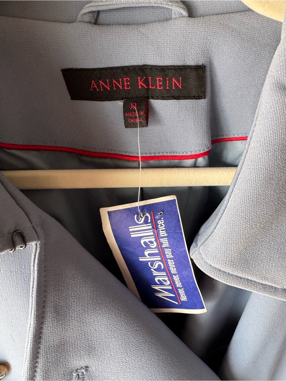 Vintage 90s NWT Anne Klein Light Blue Double Breasted Belted Trench Coat Sz XL - Picture 4 of 6